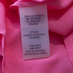 Pre Owned Alice + Olivia Neon Pink Silk Long Sleeve Shirt XS