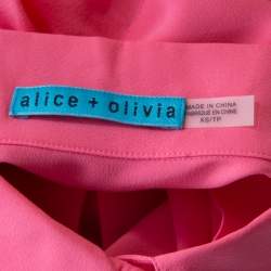 Pre Owned Alice + Olivia Neon Pink Silk Long Sleeve Shirt XS