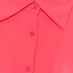 Pre Owned Alice + Olivia Neon Pink Silk Long Sleeve Shirt XS