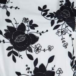 Pre Owned Alice + Olivia Monochrome Floral Sequined Silk  Sleeveless Lillyanne Dress M