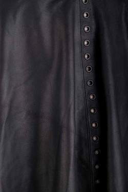 Pre Owned Alice + Olivia loves Scoop Black Leather Eyelet Rivet Detail Flared Skirt M