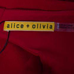 Alice + Olivia Red and Black Crepe Ira Sheath Dress S