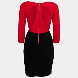Alice + Olivia Red and Black Crepe Ira Sheath Dress S
