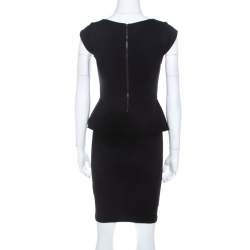 Pre Owned Alice + Olivia Black Stretch Knit Victoria Peplum Dress S