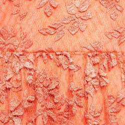 Alice + Olivia Orange Tyler Bustier Tulle Lace Corset Maxi Dress M