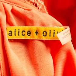 Alice + Olivia Orange Tyler Bustier Tulle Lace Corset Maxi Dress M