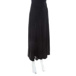 Alice + Olivia Black Crepe Lace Insert Onell Pleat Trousers M 