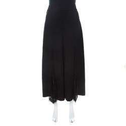 Alice + Olivia Black Crepe Lace Insert Onell Pleat Trousers M 