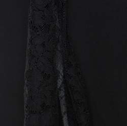 Alice + Olivia Black Crepe Lace Insert Onell Pleat Trousers M 