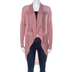 Alice + Olivia Blush Pink Light Knit Draped Back Cardigan M 