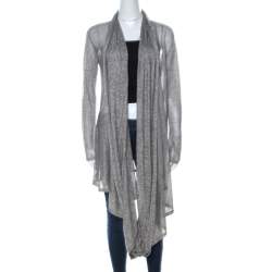 Alice + Olivia Grey Light Knit Wrap Front Draped Cardigan M 