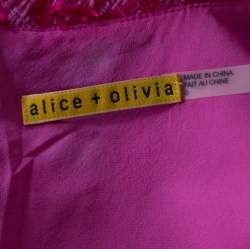 Alice + Olivia Pink Geometric Pattern Wool Blend Short Dress XS