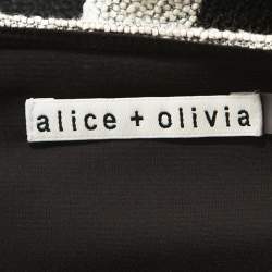 Pre Owned Alice + Olivia Bicolor Striped Knit Lurex Detail Amy Crop Top S