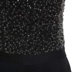 Alice + Olivia Black Silk Beaded Strapless Jumpsuit M