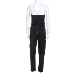 Alice + Olivia Black Silk Beaded Strapless Jumpsuit M