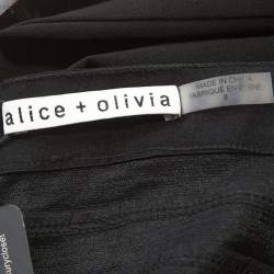 Alice + Olivia Black Silk Beaded Strapless Jumpsuit M