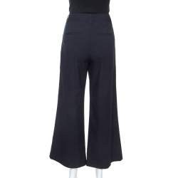 Pre Owned Alice + Olivia Dark Navy Checked Wide Leg Trousers S