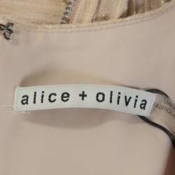 Pre Owned Alice + Olivia Cream & Gold Textured Knit Mindee Dress S