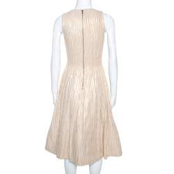 Pre Owned Alice + Olivia Cream & Gold Textured Knit Mindee Dress S