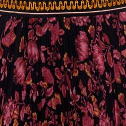 Pre Owned Alice + Olivia Multicolor Silk Chiffon Katz Floral Print Pleated Maxi Skirt XL