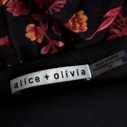 Pre Owned Alice + Olivia Multicolor Silk Chiffon Katz Floral Print Pleated Maxi Skirt XL