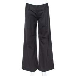 Alice + Olivia  Black Wool Crepe Wide Leg Trousers S
