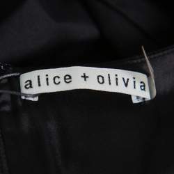 Pre Owned Alice + Olivia Black Cotton Waist Tie Detail Brynlee Midi Dress XS