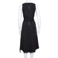 Pre Owned Alice + Olivia Black Cotton Waist Tie Detail Brynlee Midi Dress XS