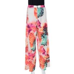 Pre Owned Alice + Olivia Multicolor Abstract Printed Crepe Wide Leg Palazzo Pants S