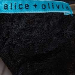 Pre Owned Alice + Olivia Black Scallop Lace Overlay Sleeveless Cropped Top XS