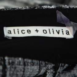 Alice + Olivia Monochrome Textured Lurex Wool Pleated Mini Skirt S