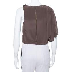 Alice + Olivia Brown Silk Asymmetric Draped Top XS
