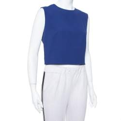 Pre Owned Alice + Olivia Blue Crepe Sleeveless Klynn Crop Top L