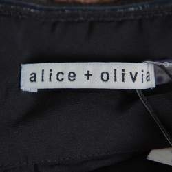 Pre Owned Alice + Olivia Black Tulle Contrast Trim Detail Off Shoulder Top L