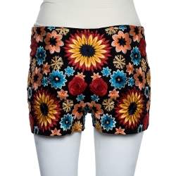 Pre Owned Alice + Olivia Black Floral Embroidered Cotton Sherri Shorts XS