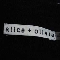 Pre Owned Alice + Olivia Black Wool Embellished Detail Rosi Top XS