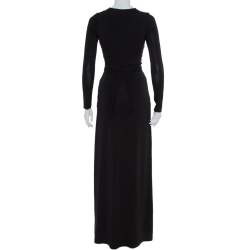 Pre Owned Alice+Olivia Black Knit Tie Front Long Sleeve Salina Maxi Dress XS