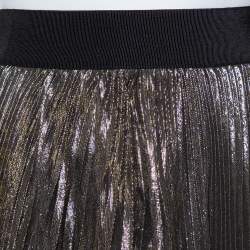 Alice + Olivia Gold & Black Silk Pleated Katz Maxi Skirt XS