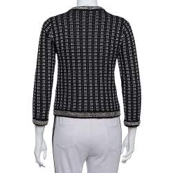 Pre Owned Alice + Olivia Monochrome Tweed Embellished Georgia Jacket S