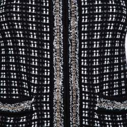 Pre Owned Alice + Olivia Monochrome Tweed Embellished Georgia Jacket S