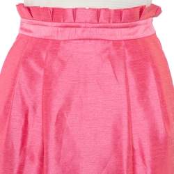 Alice + Olivia Pink Synthetic Paper Bag Waist Detail Mini Skirt XS