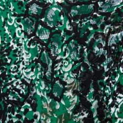 Alice + Olivia Green Animal Printed Devore Faux Wrap Choker Detail Top L