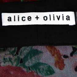 Alice + Olivia Black Rose Printed Devore Belted Robe XS