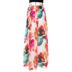Pre Owned Alice + Olivia Multicolor Cotton & Silk Pleated Gemna Maxi Skirt M