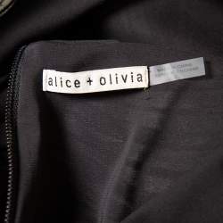 Pre Owned Alice + Olivia Monochrome Metallic Jacquard Sleeveless Everleigh Mini Dress S