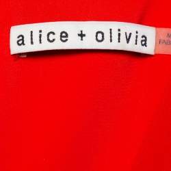 Alice + Olivia Red Crepe Cutout Detail Plunge Neck Riki Midi Dress XS