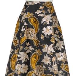 Pre Owned Alice + Olivia Black Lurex Jacquard Flared Rachele Maxi Skirt M