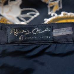 Pre Owned Alice + Olivia Black Lurex Jacquard Flared Rachele Maxi Skirt M