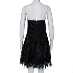Pre Owned Alice + Olivia Black Lace Strapless Daisy Mini Dress L