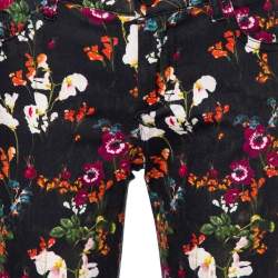 Alice + Olivia Black Floral Printed Denim Skinny Fit Jeans S